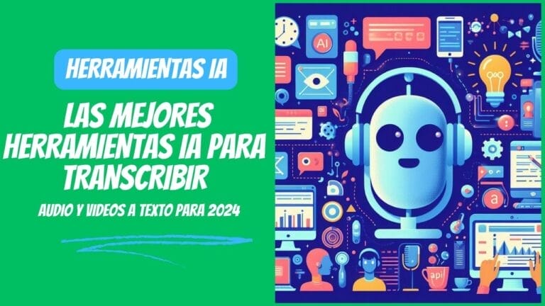 La portada de un libro con las palabras mejores herramientas para transcribir audio y videos.