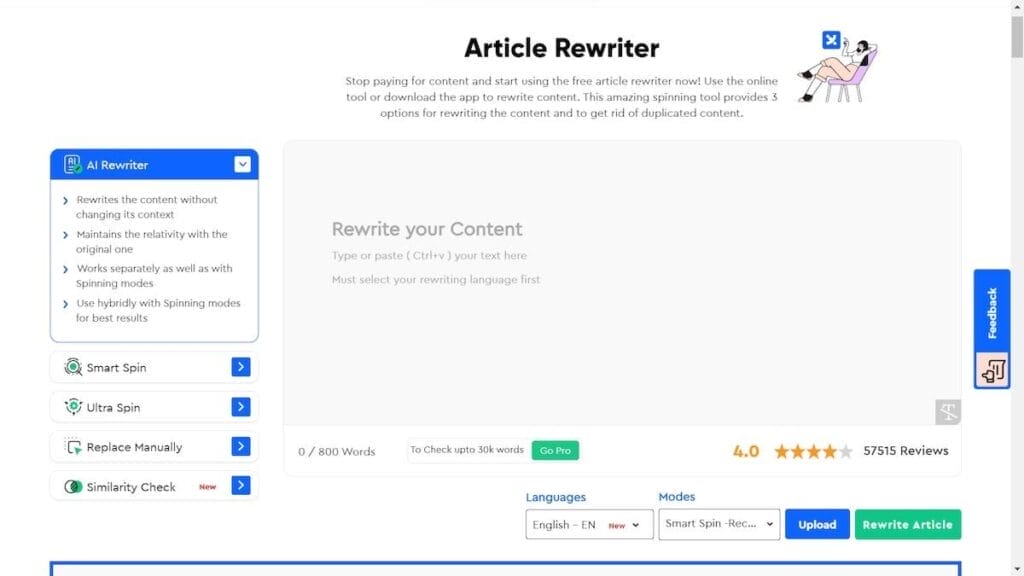 Mejores herramientas para reescribir artículos con IA - Rewrite Guru