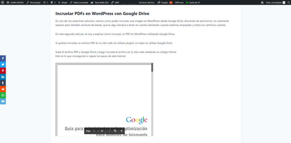 Como Incrustar un PDF en WordPress desde Google Drive 1 como incrustar un pdf en wordpress desde google drive