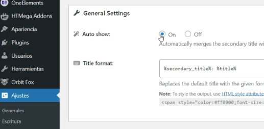 Cómo añadir subtítulos a tus entradas y páginas de WordPress - Configuración subtitulos