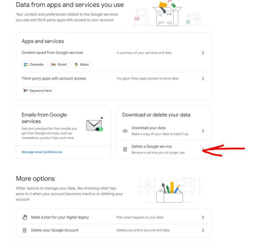 Eliminar cuenta de Gmail - Eliminar servicio