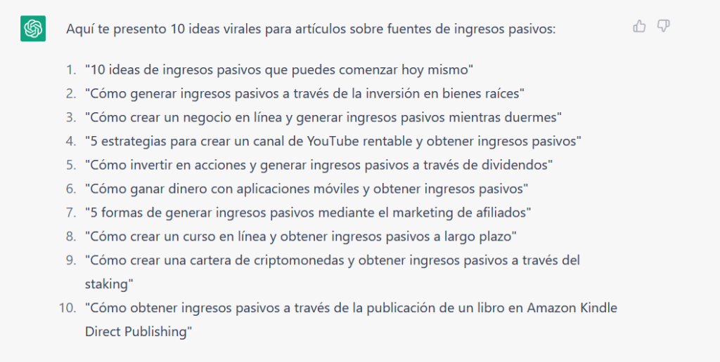 GANAR DINERO ONLINE - ideas de articulo sobre finanzas personales con Chat GPT