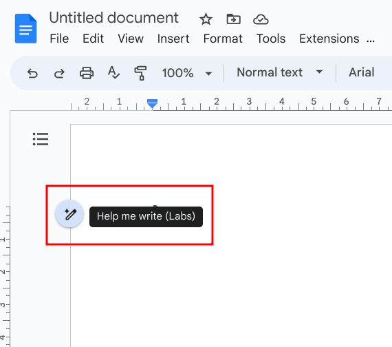 IA en Google Docs para escribir contenido: Botón "Ayúdame a escribir" en google docs