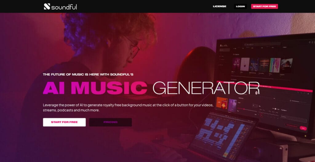 Los mejores generadores de música con IA - Soundful  - Un sitio web que utiliza inteligencia artificial para generar música de forma gratuita.