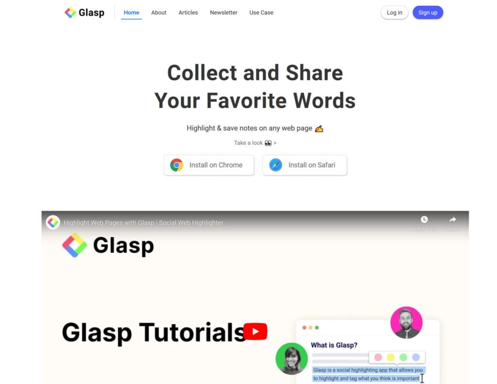 herramientas de IA para resumir videos de YouTube -Glasp: Resumen de YouTube con ChatGPT y Cla