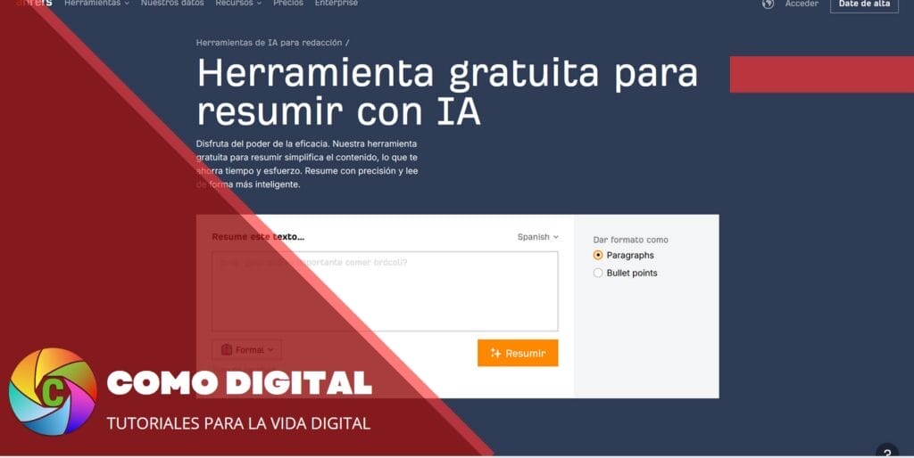 herramientas IA para hacer resúmenes -- herramienta de resumen de ahrefs