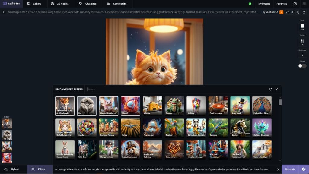 cgdream.ai :Descubre la Revolucionaria Herramienta de Inteligencia Artificial para Crear Imágenes de Calidad 3 cgdream.ai : Herramienta de filtros