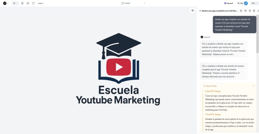Logo de "Escuela Youtube Marketing" con un birrete sobre un libro abierto y un botón de YouTube al centro, en fondo gris claro, ideal para quienes buscan diseño creativo e innovación apoyados en inteligencia artificial.